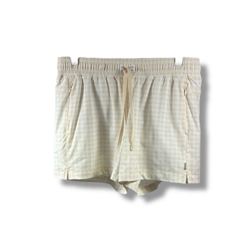 Johnny Was Calme NWT Elements Travel Short in Beige Gingham Size M